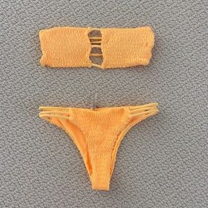 yellow bandeau bikini